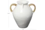 19" White Ceramic Amphora Vase With Rattan Wrap Detail - Detail