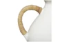 19" White Ceramic Amphora Vase With Rattan Wrap Detail - Detail