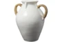 19" White Ceramic Amphora Vase With Rattan Wrap Detail - Material