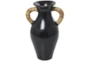 21" Black Ceramic Amphora Vase With Rattan Wrap Detail - Back