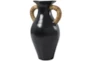 21" Black Ceramic Amphora Vase With Rattan Wrap Detail - Material