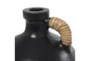 11" Black Ceramic Jug Vase With Rattan Wrap Detail - Detail