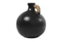 11" Black Ceramic Jug Vase With Rattan Wrap Detail - Material