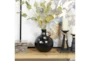 11" Black Ceramic Jug Vase With Rattan Wrap Detail - Room