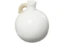 11" White Ceramic Jug Vase With Rattan Wrap Detail - Back