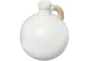 11" White Ceramic Jug Vase With Rattan Wrap Detail - Signature