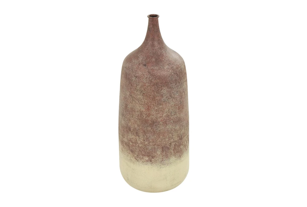 20" Copper + Cream Distressed Textured Metal Vase