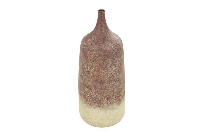 20" Copper + Cream Distressed Textured Metal Vase - 360