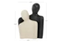 12" Cream + Black Paper Mache Nesting People Sculpture Set Of 2 - Detail