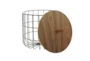 17" + 20" Brown Metal Grid + Wood Lid Storage Baskets - Detail