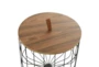 17" + 20" Brown Metal Grid + Wood Lid Storage Baskets - Detail