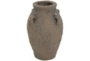 15" Brown Distressed Handmade Ceramic Arch Handle Vase - Back