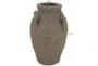 15" Brown Distressed Handmade Ceramic Arch Handle Vase - Detail