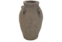 15" Brown Distressed Handmade Ceramic Arch Handle Vase - Signature