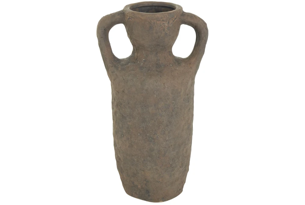 15" Brown Distressed Ceramic Amphora Vase