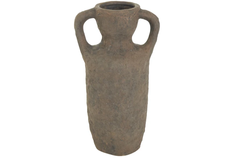 15" Brown Distressed Ceramic Amphora Vase - 360