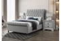 Kathy Grey Queen Upholstered Chesterfield Sleigh Bed - Room
