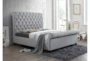 Kathy Grey Queen Upholstered Chesterfield Sleigh Bed - Side