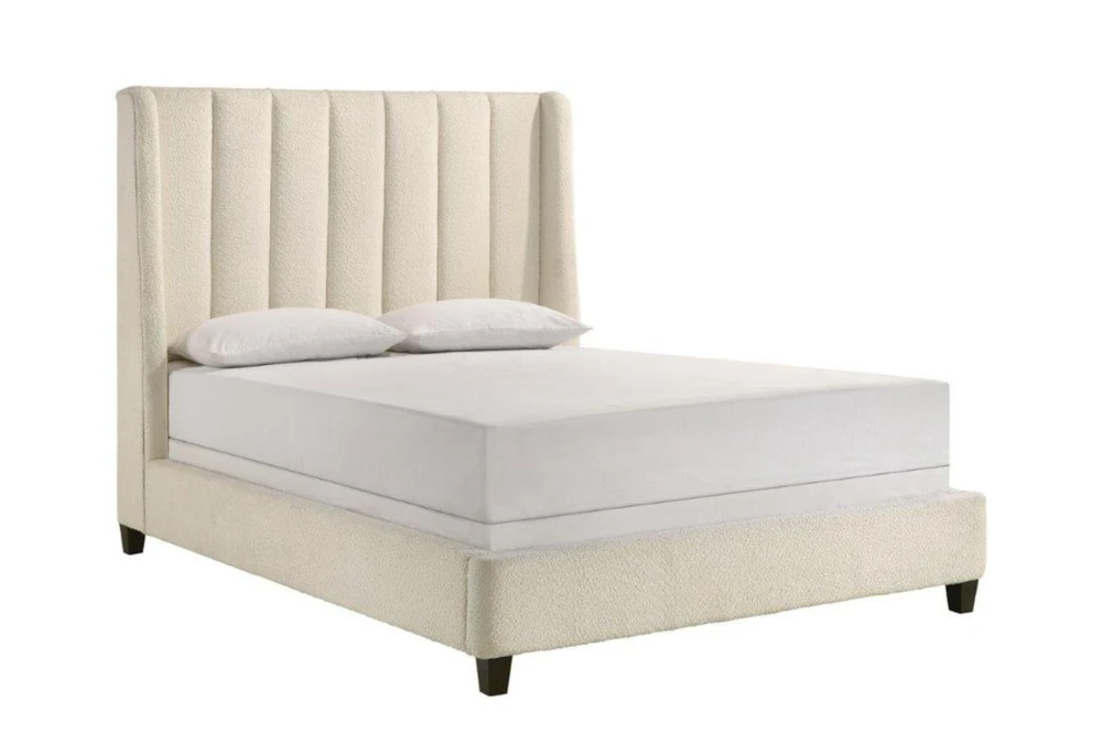 Amy White Queen Upholstered Shelter Bed