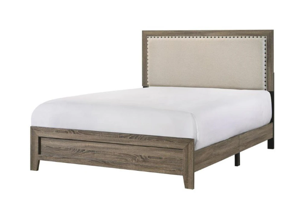 Milsie Grey Full Upholstered Panel Bed
