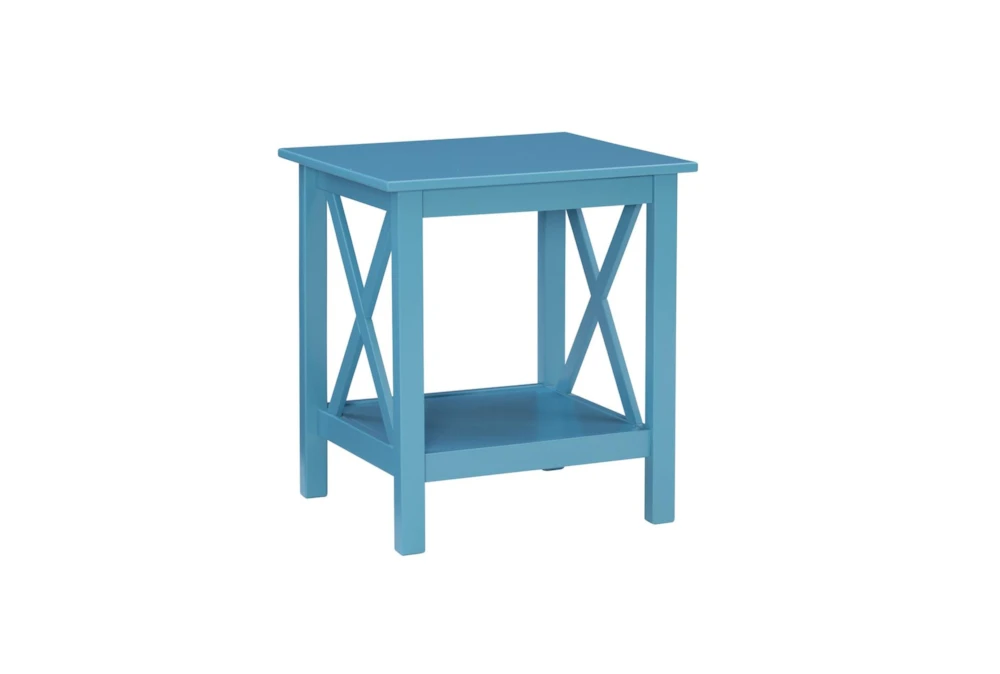 Dowler Teal End Table With Storage