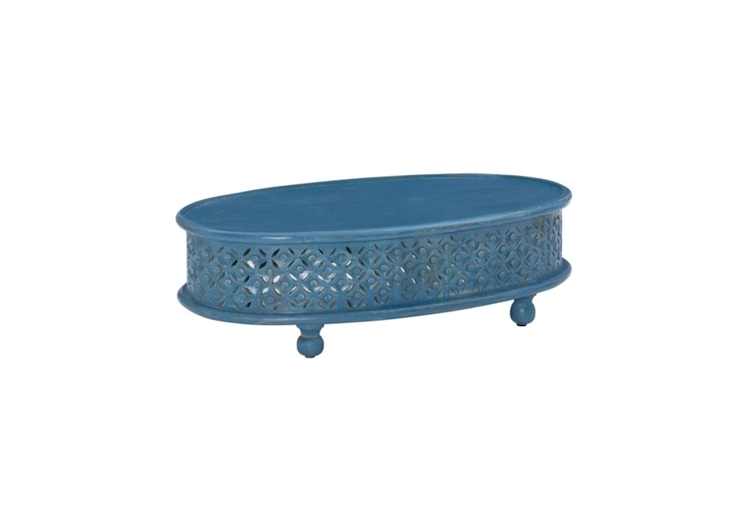 Isabella Blue Oval Coffee Table - 360