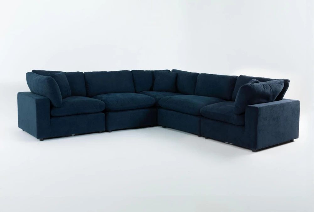 Zone Blue 5 Piece Modular Sectional with 3 Corners, 2 Armless Chairs