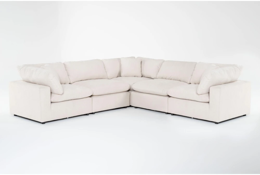 Zone Cream 5 Piece Modular Sectional with 3 Corners, 2 Armless Chairs