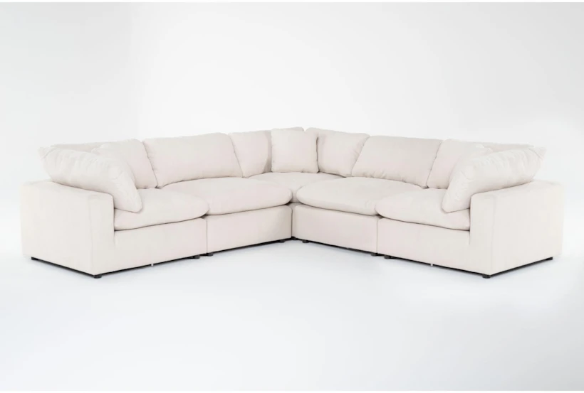 Zone Cream 5 Piece Modular Sectional with 3 Corners, 2 Armless Chairs - 360
