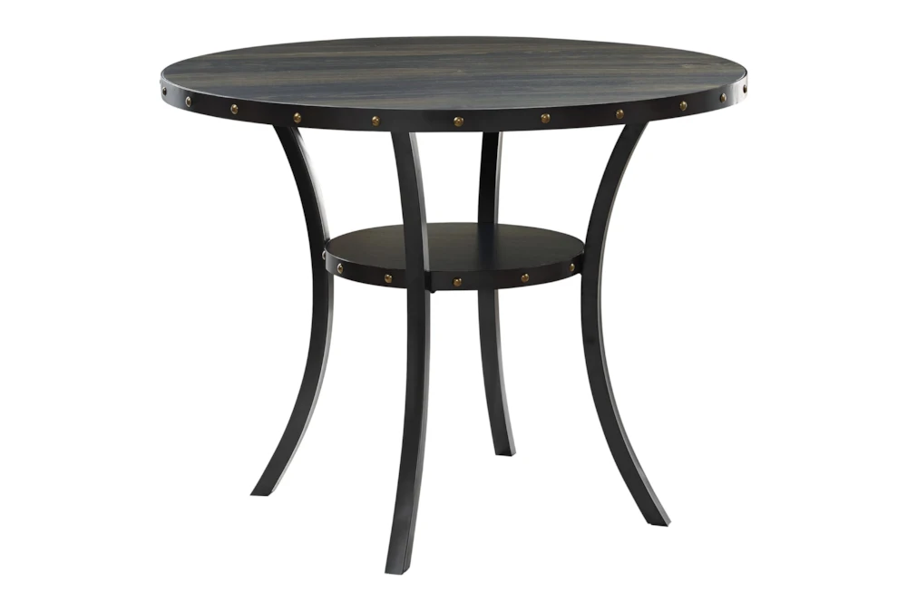 Crispin 48" Round Kitchen Smoke Counter Table With Shelf