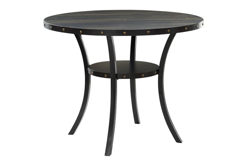 Crispin 48" Round Kitchen Smoke Counter Table With Shelf - 360