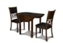 Joni 42" Brown Round Drop Leaf Dining Table Set For 2 - Side