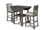Joni 42" Gray Counter Drop Leaf Table With Shelf Set For 2 - Side