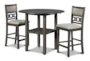 Joni 42" Gray Counter Drop Leaf Table With Shelf Set For 2 - Signature