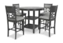 Mitch 47" Gray Round Counter With Shelves Dining Set For 4 - Signature