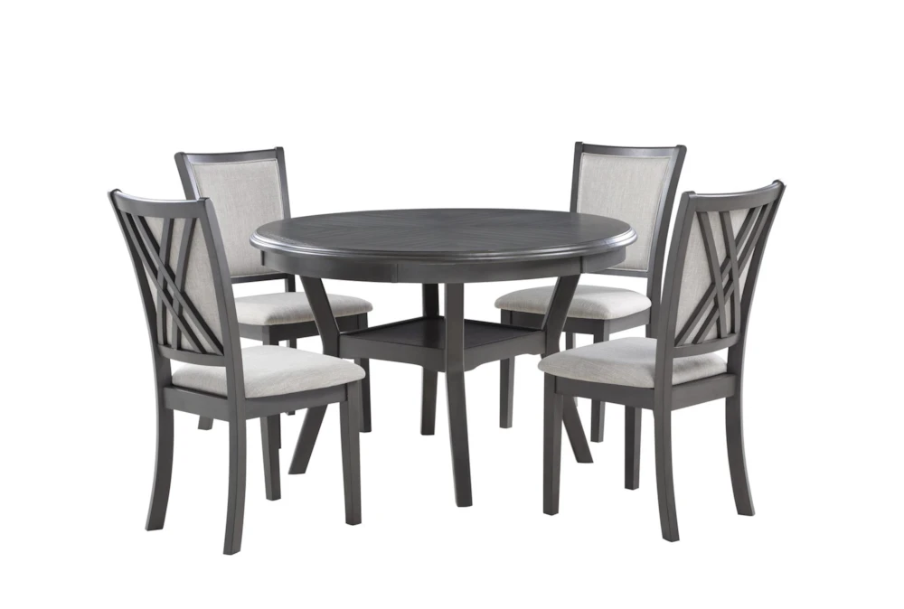Tamy 47" Gray Round Dining Set For 4