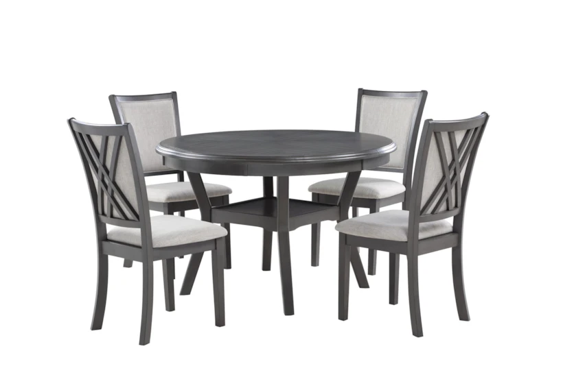 Tamy 47" Gray Round Dining Set For 4 - 360