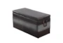 34" Modern Black + Grey Leather Storage Bench With Side Handles - Back