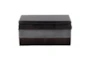 34" Modern Black + Grey Leather Storage Bench With Side Handles - Front