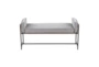 45" Farmhouse Bench With Grey Upholstered Seating, Wood Frame + Black Metal Legs - Front