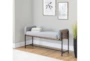 45" Farmhouse Bench With Grey Upholstered Seating, Wood Frame + Black Metal Legs - Room
