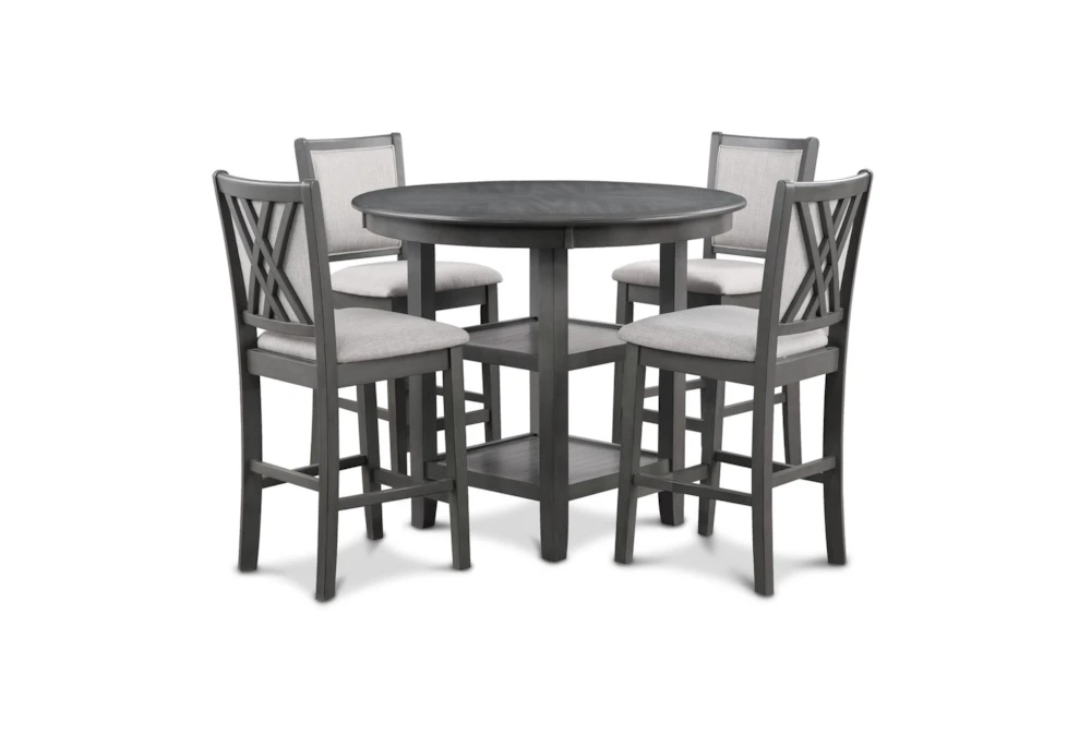Tamy 42" Gray Round Counter Dining Set For 4