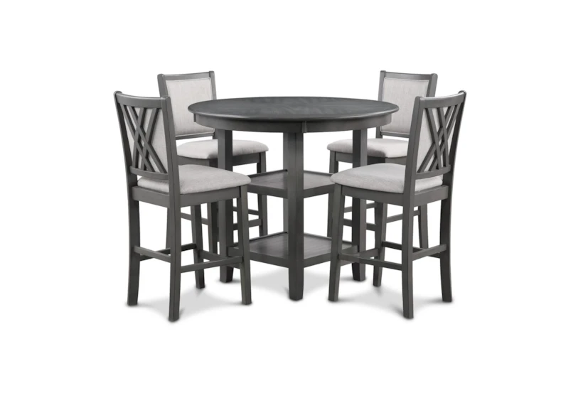 Tamy 42" Gray Round Counter Dining Set For 4 - 360