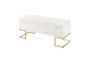 41" Modern White Velvet Storage Bench With Gold Steel Legs - Back