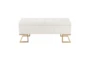 41" Modern White Velvet Storage Bench With Gold Steel Legs - Front