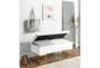 41" Modern White Velvet Storage Bench With Gold Steel Legs - Room