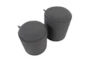 17" Dark Grey Fabric Nesting Tables With Natural Wood Table Top + Seating Option - Top