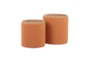 17" Orange Fabric Nesting Tables With Natural Wood Table Top + Seating Option - Front