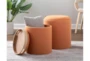 17" Orange Fabric Nesting Tables With Natural Wood Table Top + Seating Option - Room
