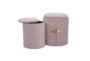 17" Light Pink Nesting Storage Bench With Gold Metal Accent Piece - Front